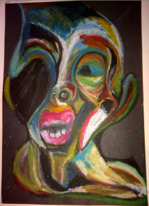 My daughter's Baconesque portait of my son. 