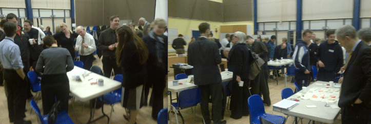 Everybody on a walk-about, reading the other groups' thoughts. 