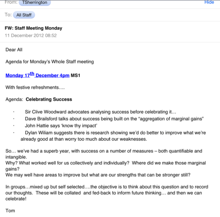 Agenda for the Mince Pie and Post-Its Meeting