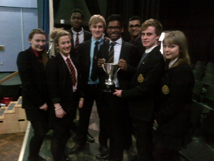 The leaders of Strutt House celebrate after winning the prestigious House Cup. 