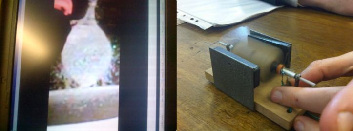 Awe in a balloon bursting and a simple motor spinning