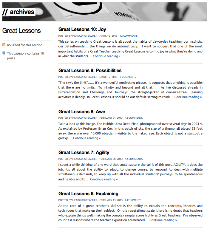 The 10 Post Great Lessons Series