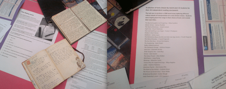 Reading Journals in the Wider Reading project in English.