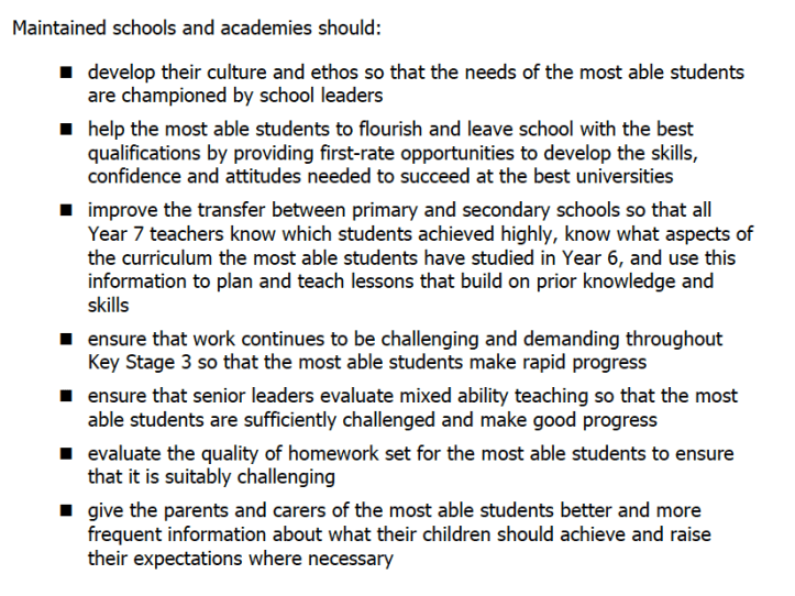 The key OfSTED recommendations