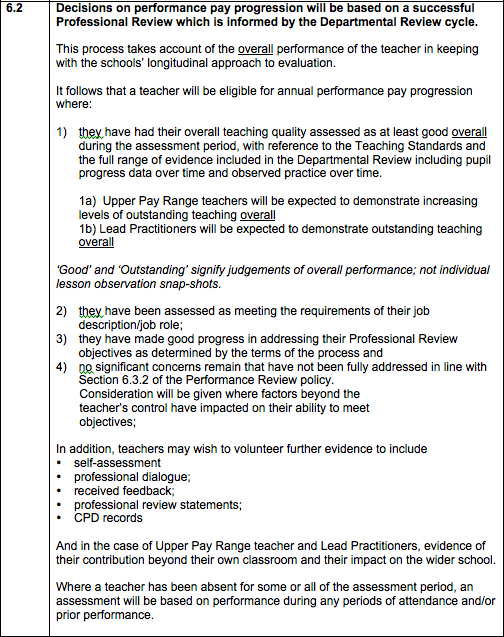 The draft pay policy spells out our approach to teacher evaluation