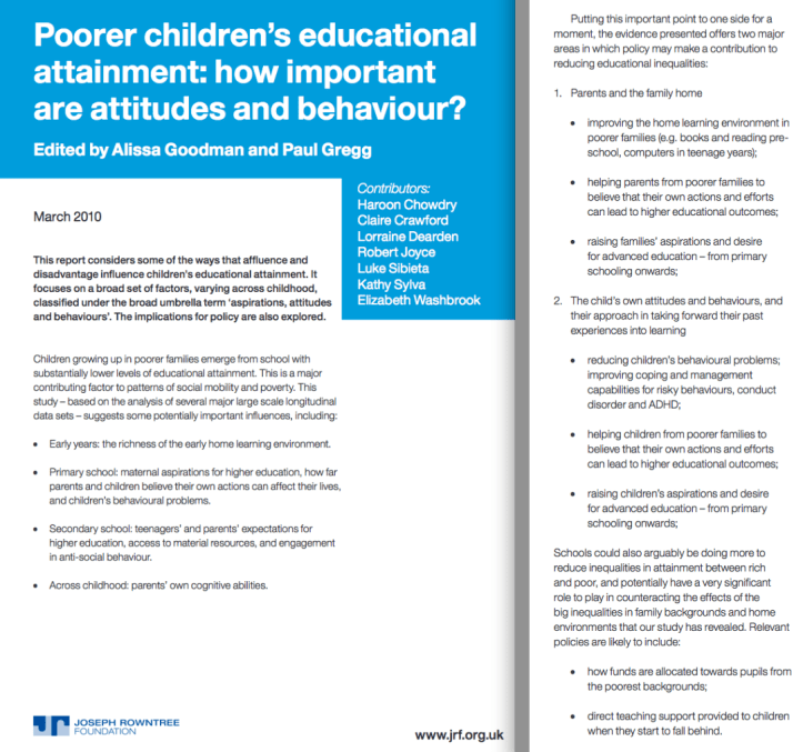 The JRF report and the key conclusions, 