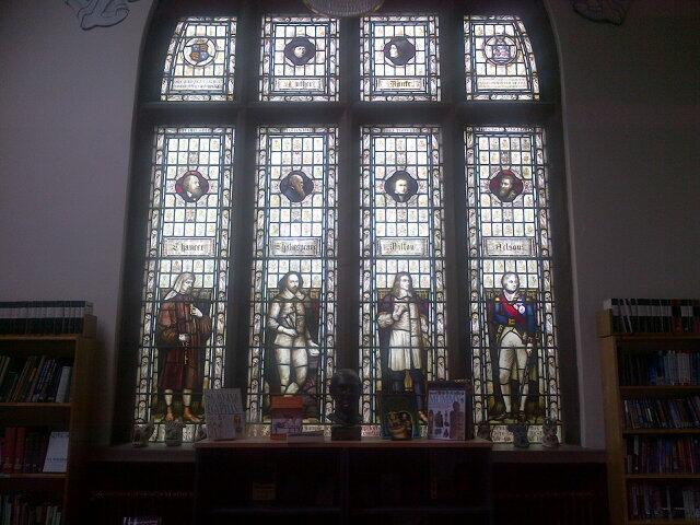 Darwin in the KEGS Duffield Library window. 