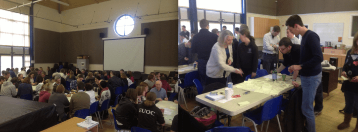 Vision-building in practice: Lots of discussion and post-its. 