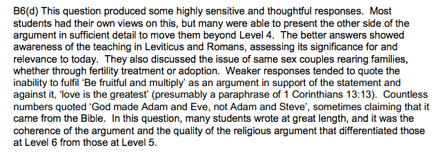 Examiner's Report for Qu 6d