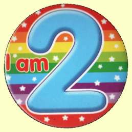 2nd Birthday Badge Blue Stripes