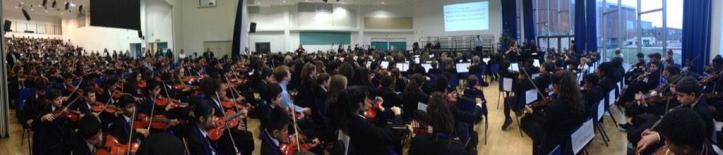 Panorama of our full KS3 performance. 600 musicians in one place.
