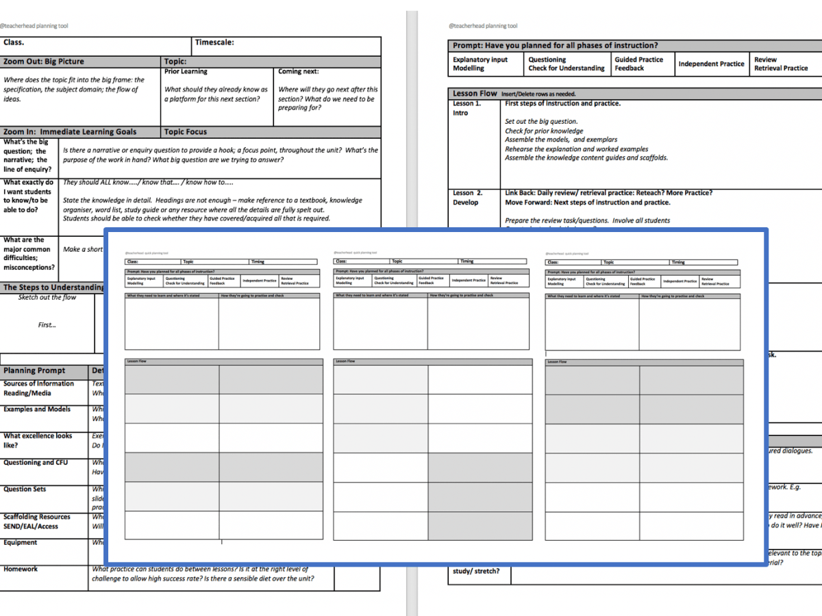 The @teacherhead planning tool. Draft