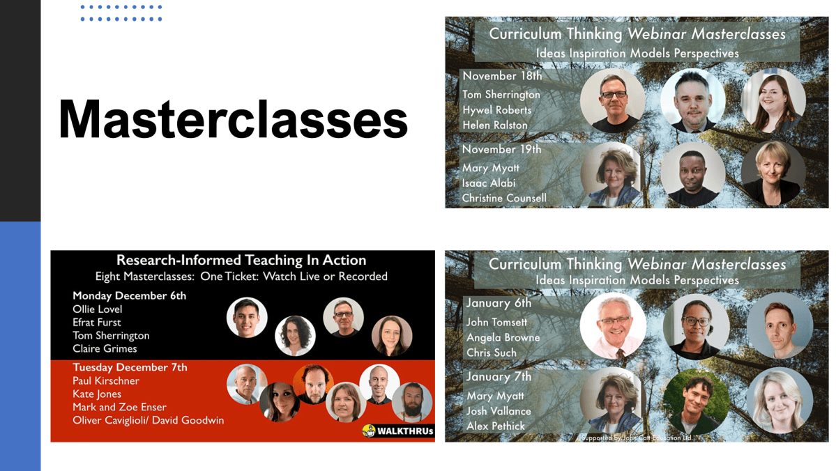 Masterclasses Nov-Jan. Curriculum Teaching: Research – teacherhead